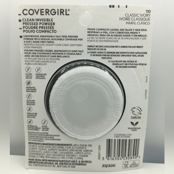 FREE🛍️ w Purchase || Covergirl || CLEAN Pressed Powder || 110 Classic Ivory - Picture 2 of 3